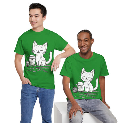 White Cat w/Takeout Yarn Art Tee Shirt