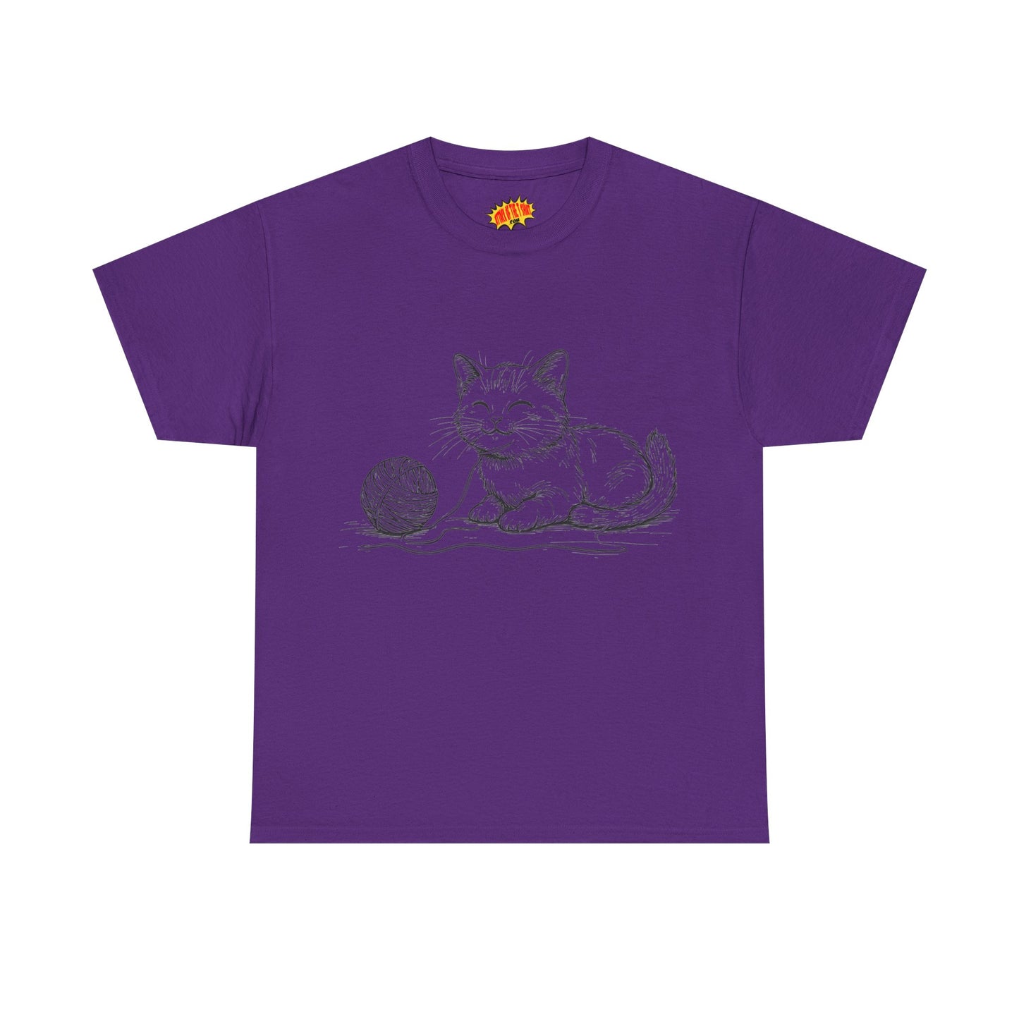 Cat w/Yarn Ball Line Drawing Tee Shirt *Multiple Colors*