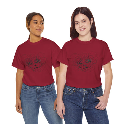 Abstract Face Line Drawing Graphic Art Tee Shirt