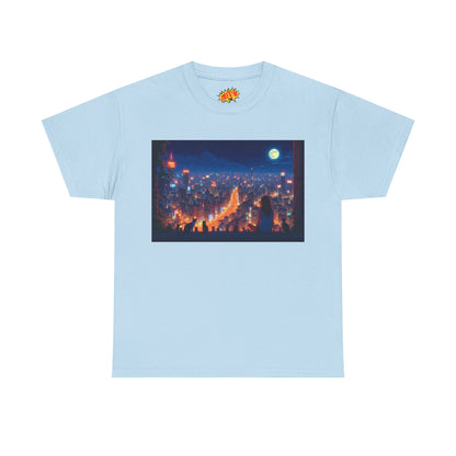 Anime City Night Scene w/Girl & Cats T-Shirt