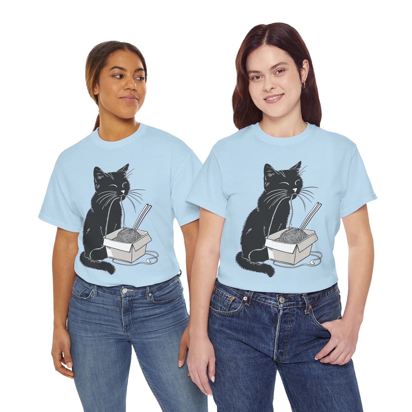 Black Cat w/Noodles Drawing Art Tee Shirt *Multiple Colors*