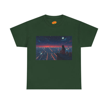 Neon City Anime Night Scene w/Cats T-Shirt