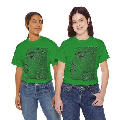 Human Face Profile Line Drawing Graphic Art Tee Shirt