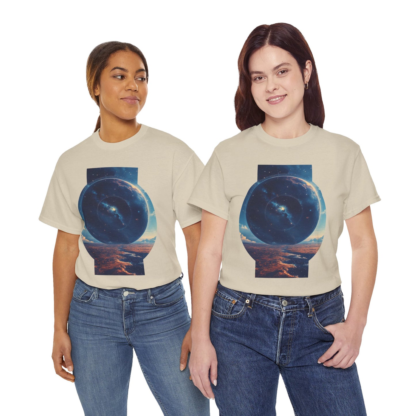 Round Galaxy Space Graphic Art Tee Shirt *Multiple Colors*