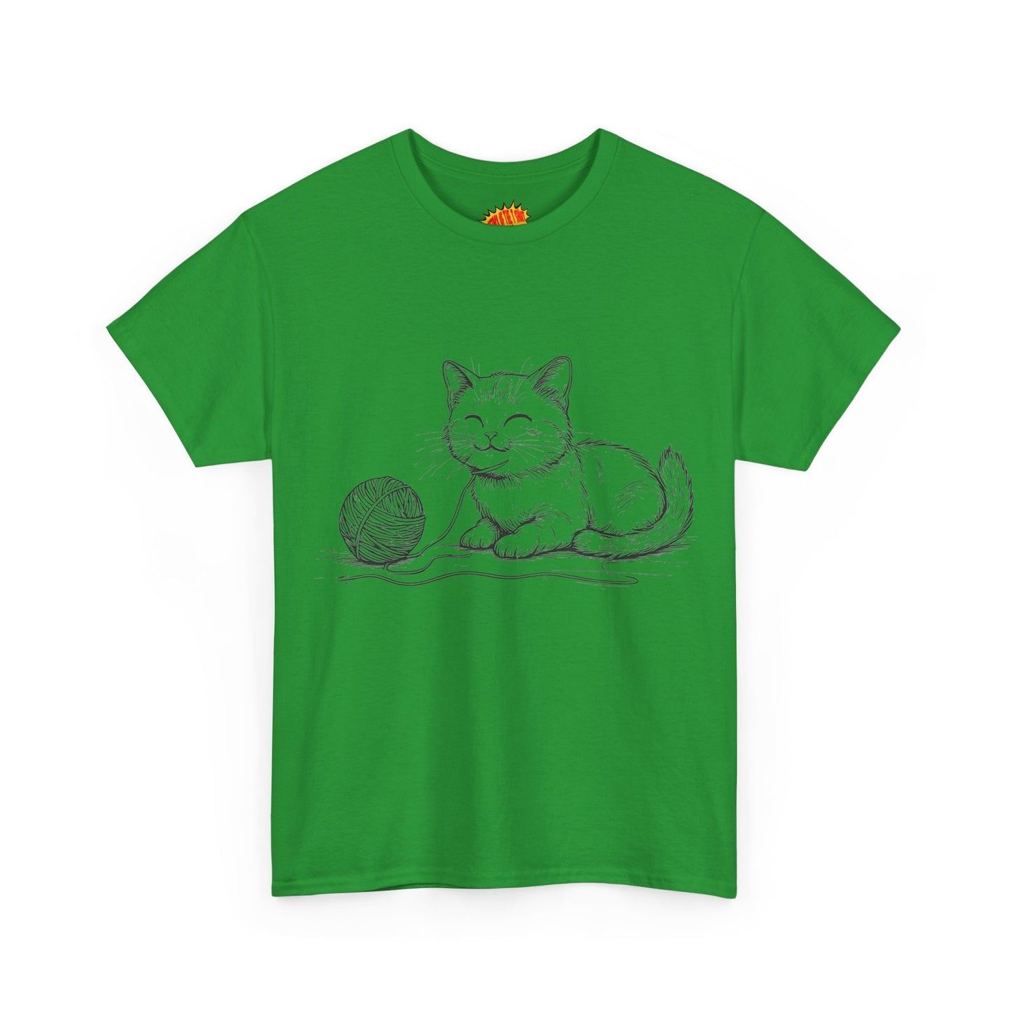 Cat w/Yarn Ball Line Drawing Tee Shirt *Multiple Colors*
