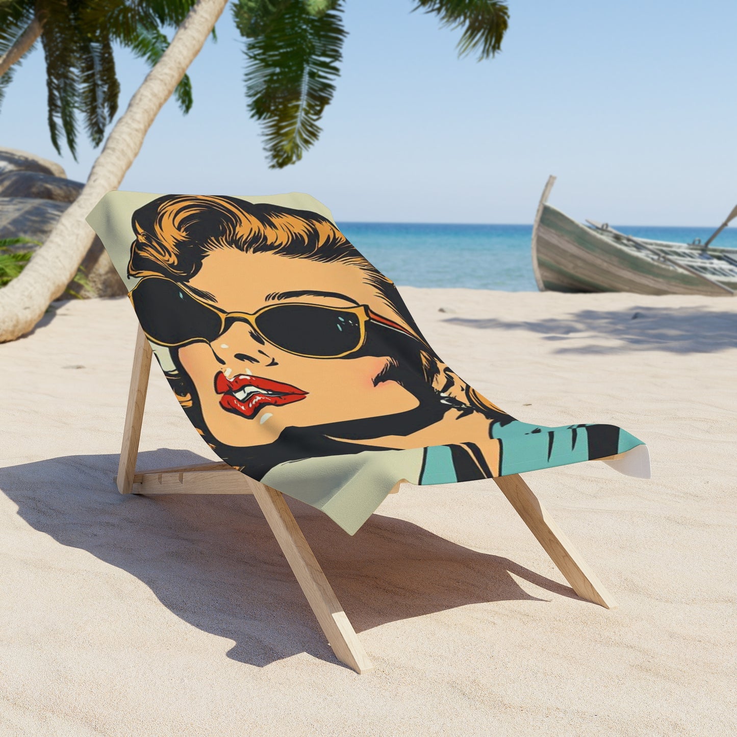 Retro Chic Pop Pinup Art Beach Towel | Vintage Glamour Model Towel 2 Sizes