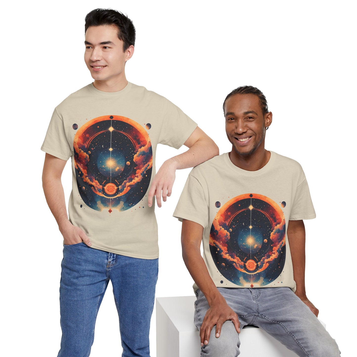 Round Galaxy Graphic Tee Shirt *Multiple Colors*