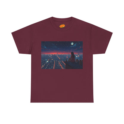 Neon City Anime Night Scene w/Cats T-Shirt