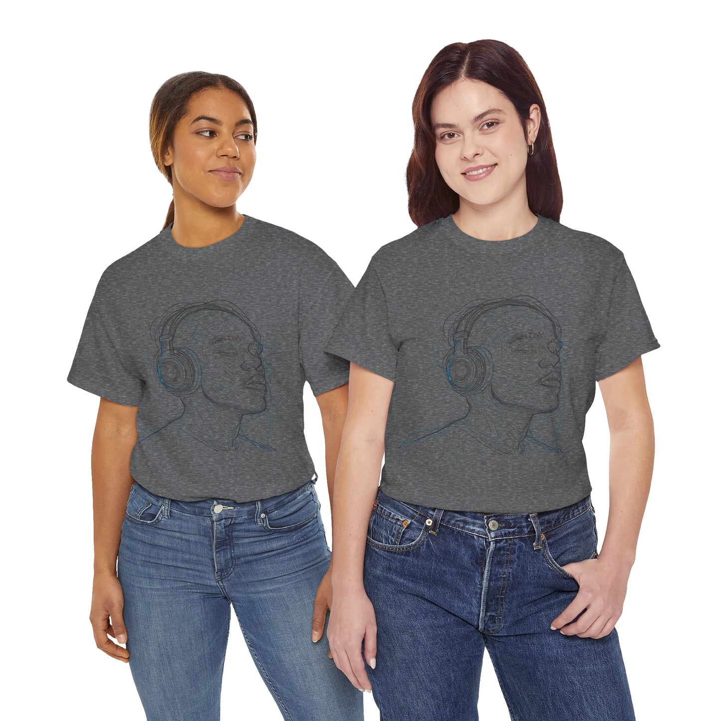 Line Drawing Portrait Graphic Music Art Tee Shirt *Multiple Colors*