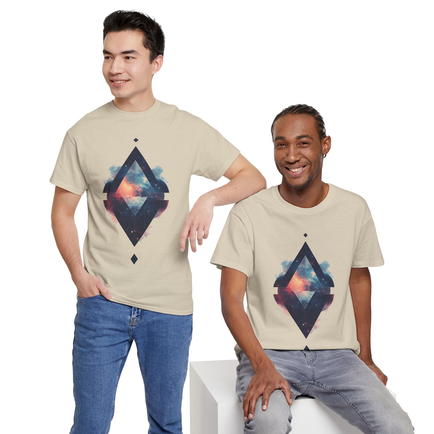 Split Diamond Shape Nebula Graphic Space Art Tee Shirt *Multiple Colors*