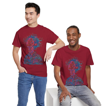 Line Drawing Multicolor Human Graphic Art Tee Shirt