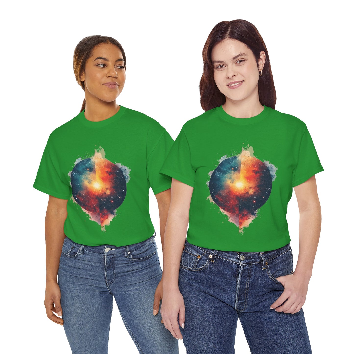 Round Galaxy w/Nebula Graphic Art Tee Shirt *Multiple Colors*