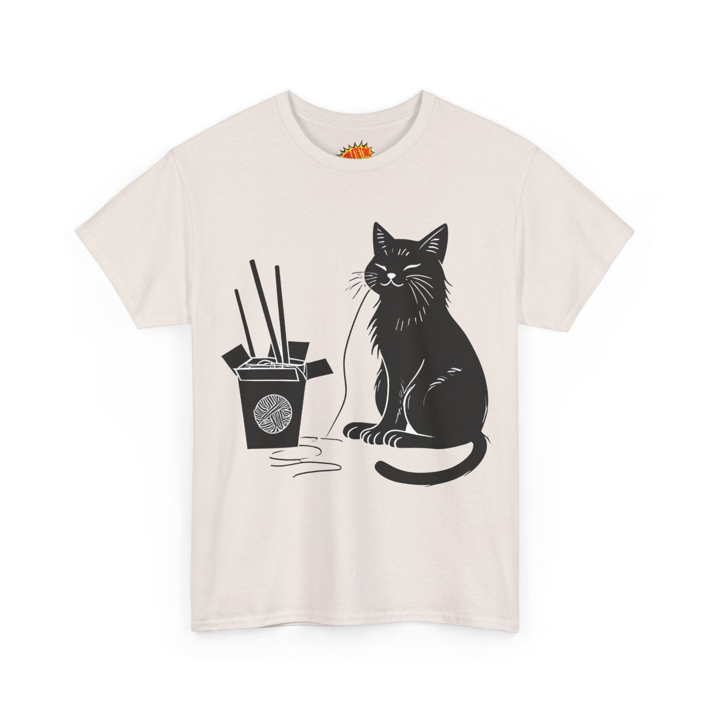Black Cat w/Takeout Yarn Art Tee Shirt *Multiple Colors*