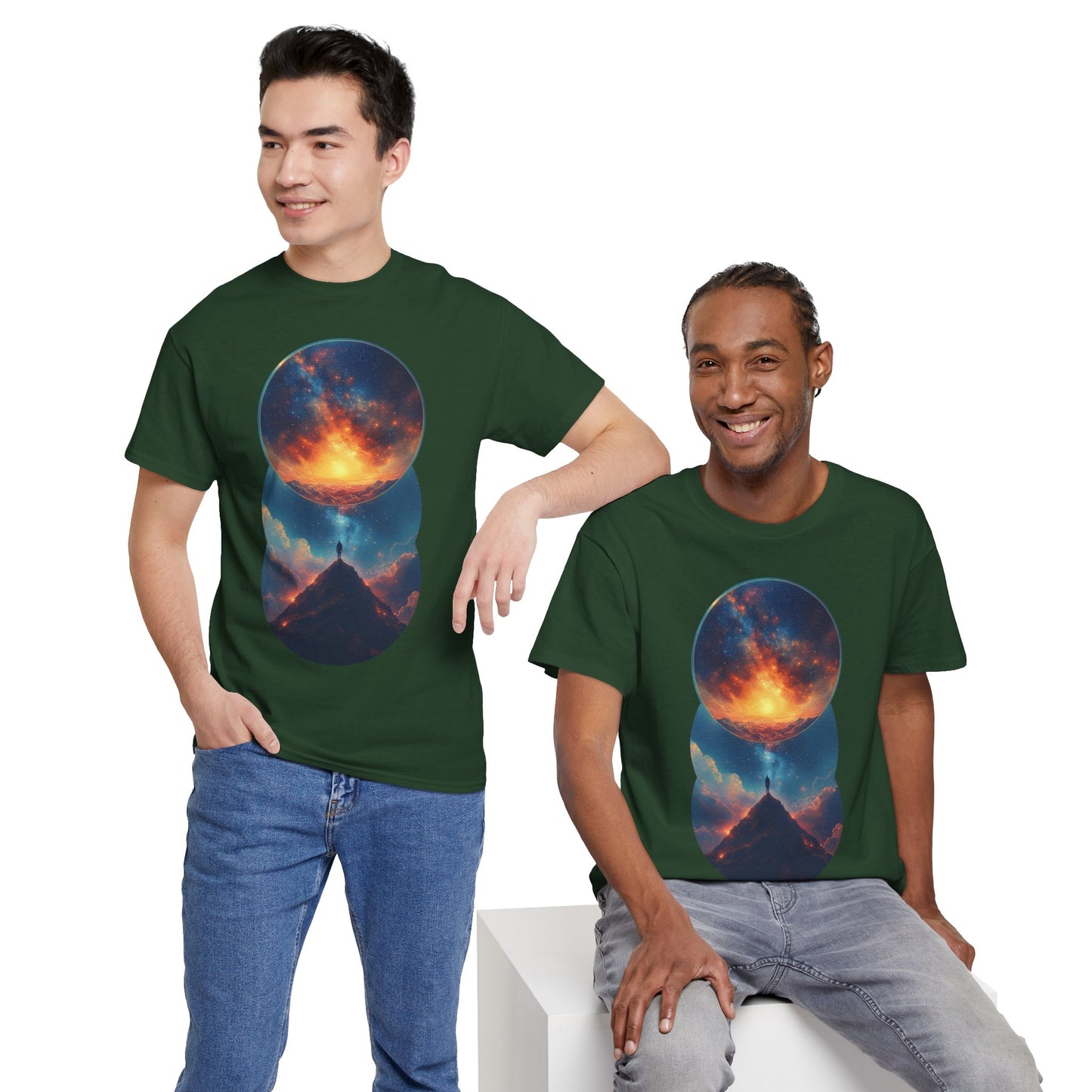 Round Cosmic Galaxy Graphic Art Tee Shirt *Multiple Colors*