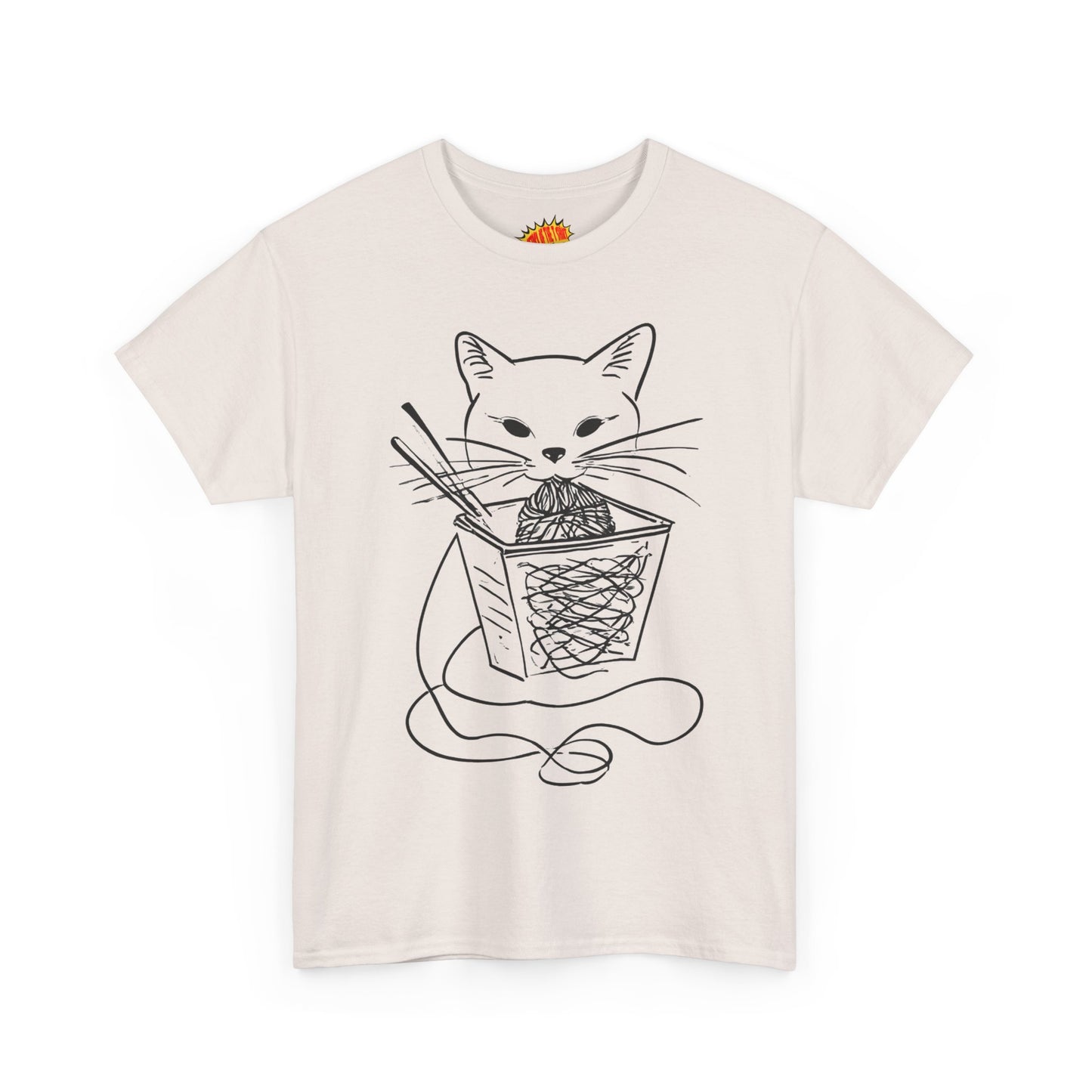 Cat w/Noodles Line Art Drawing Tee Shirt *Multiple Colors*
