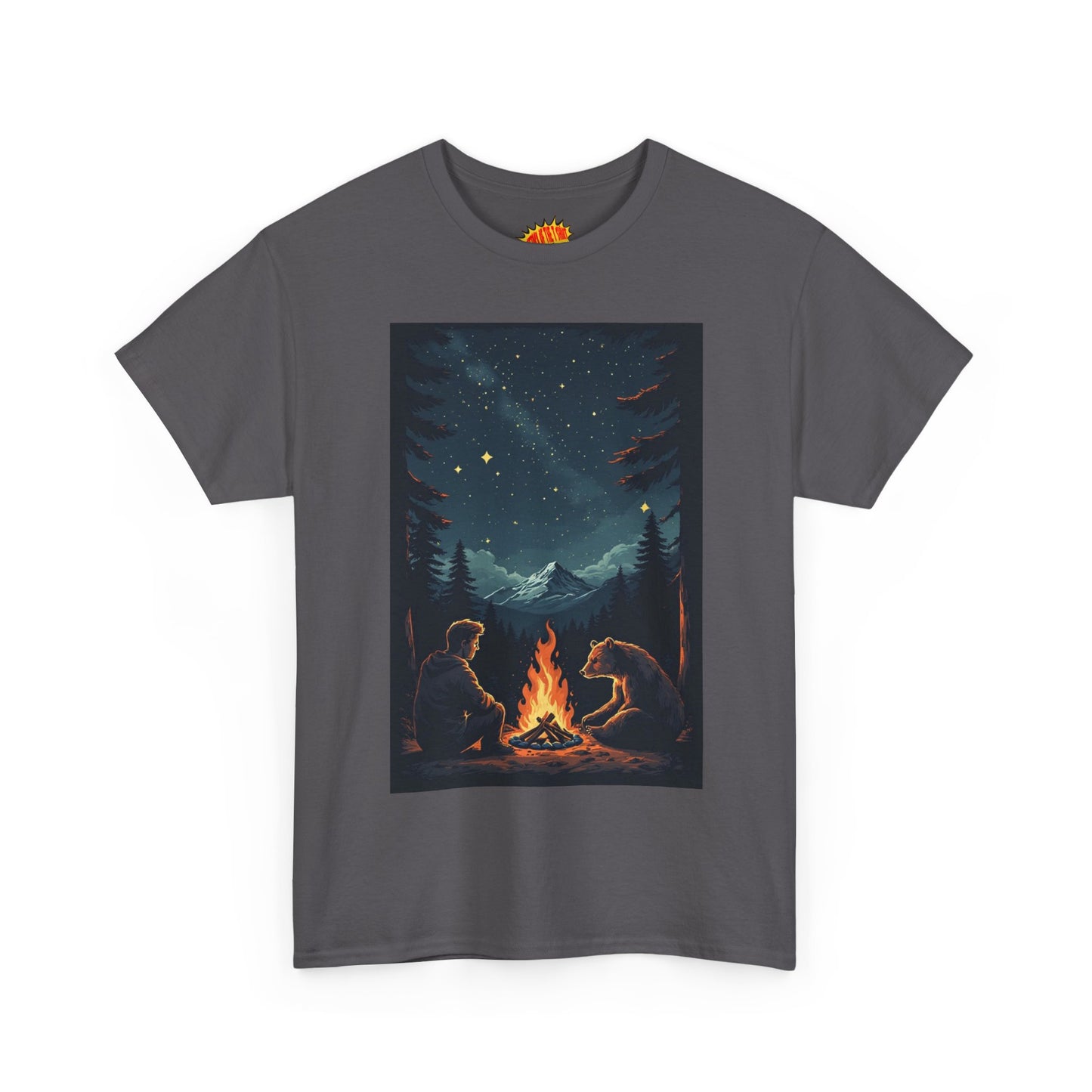 Mountain Man w/Bear Campfire Scene T-Shirt *Multiple Colors*