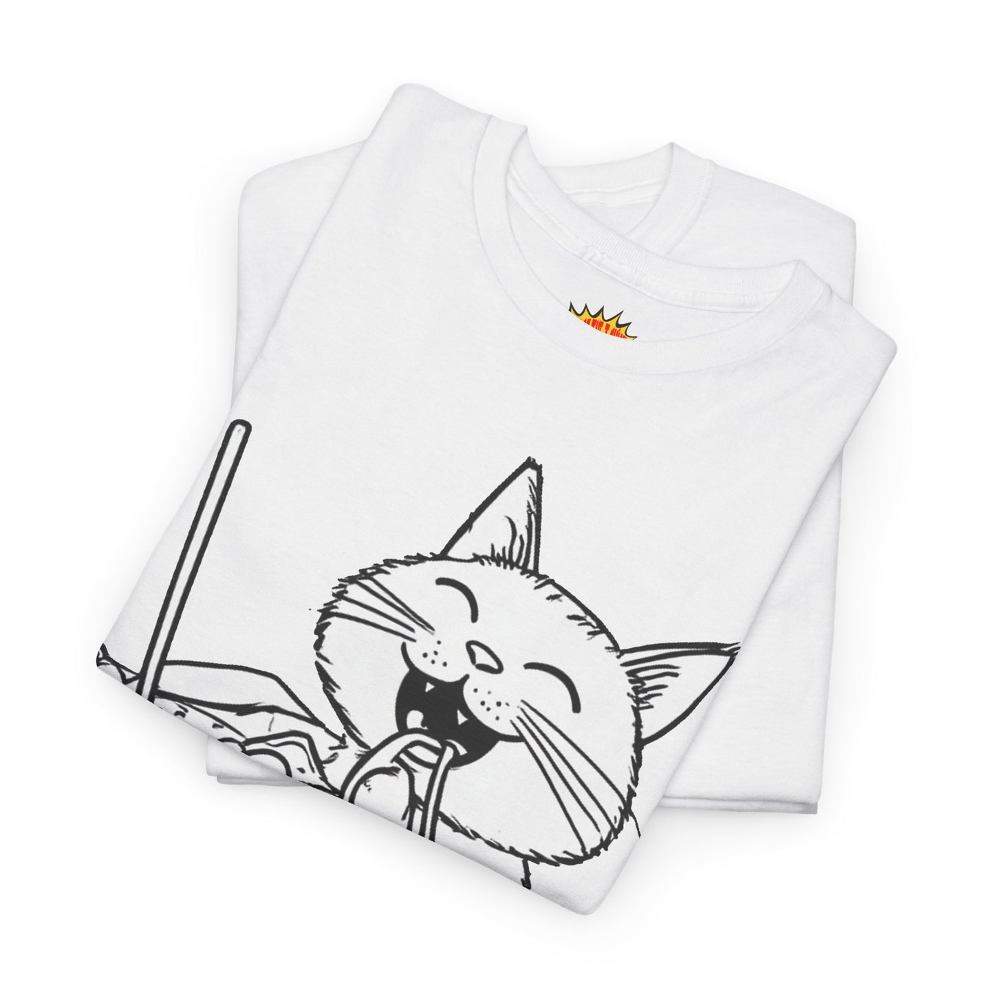 Happy Cat w/Noodles + Yarn Art Tee Shirt *Multiple Colors*