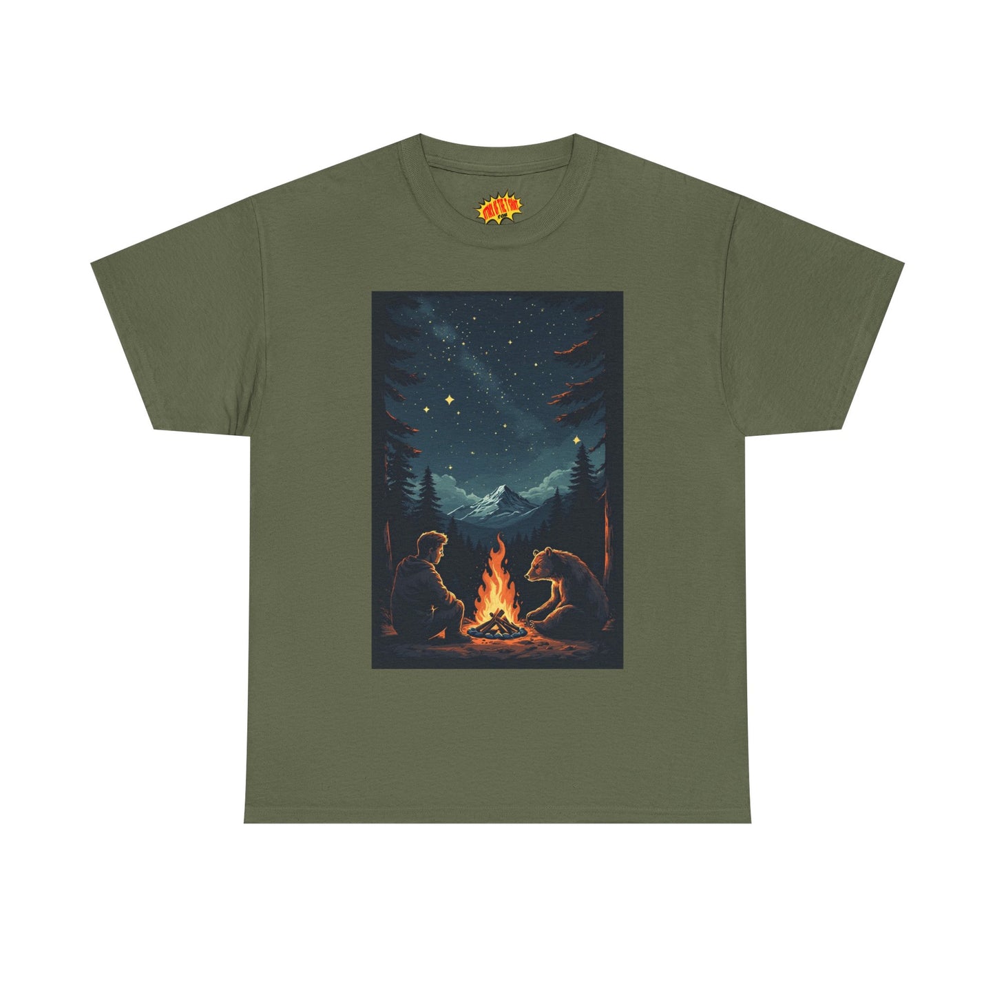 Mountain Man w/Bear Campfire Scene T-Shirt *Multiple Colors*