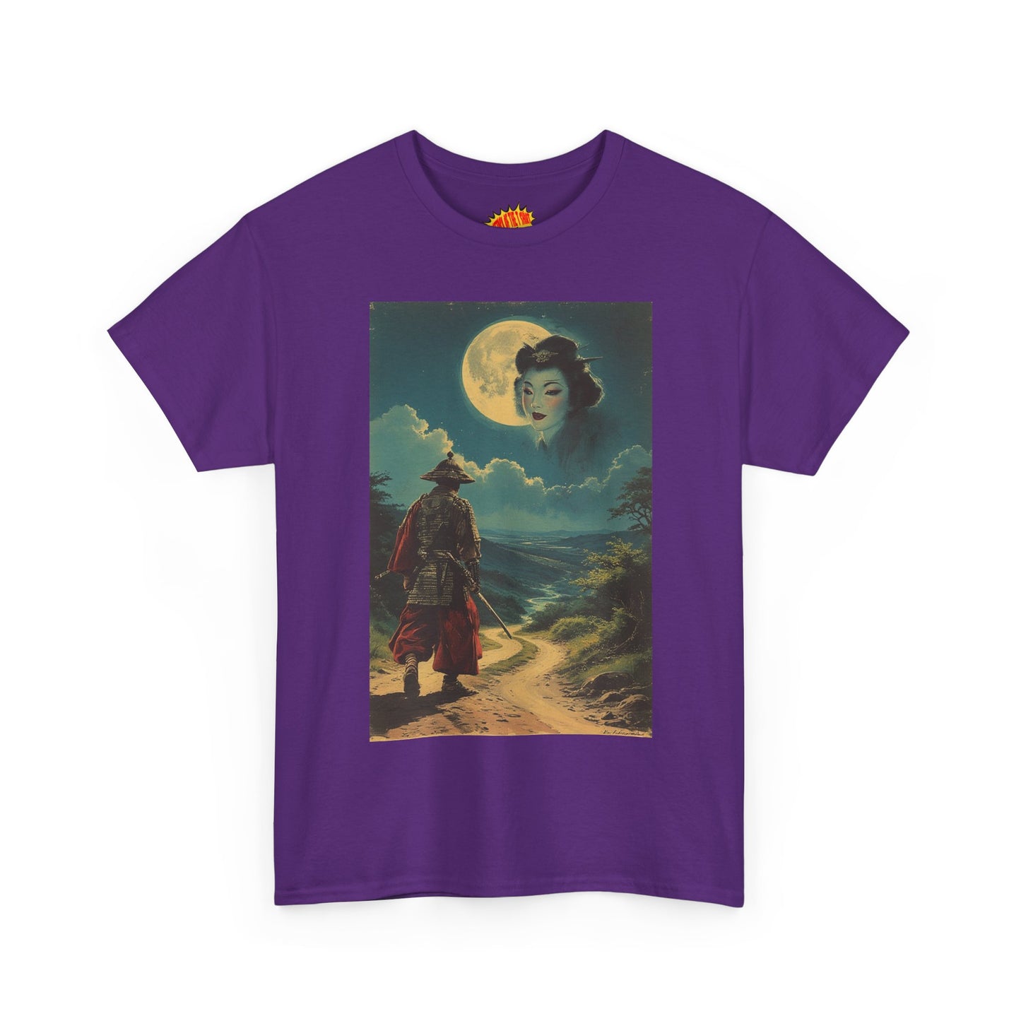 Samurai w/Full Moon Sky Geisha T-Shirt *Multiple Colors*