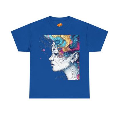 Face w/Color Hair Graphic Art Tee Shirt