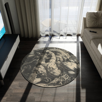 The Dragon Devouring the Companions of Cadmus - 60in Diameter Round Rug