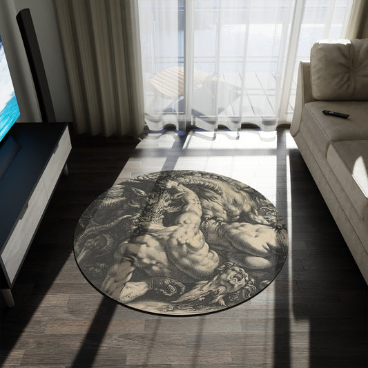 The Dragon Devouring the Companions of Cadmus - 60in Diameter Round Rug