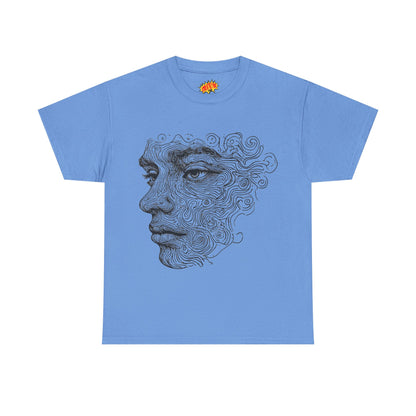 Human Face Silhouette Line Drawing Graphic Art Tee Shirt