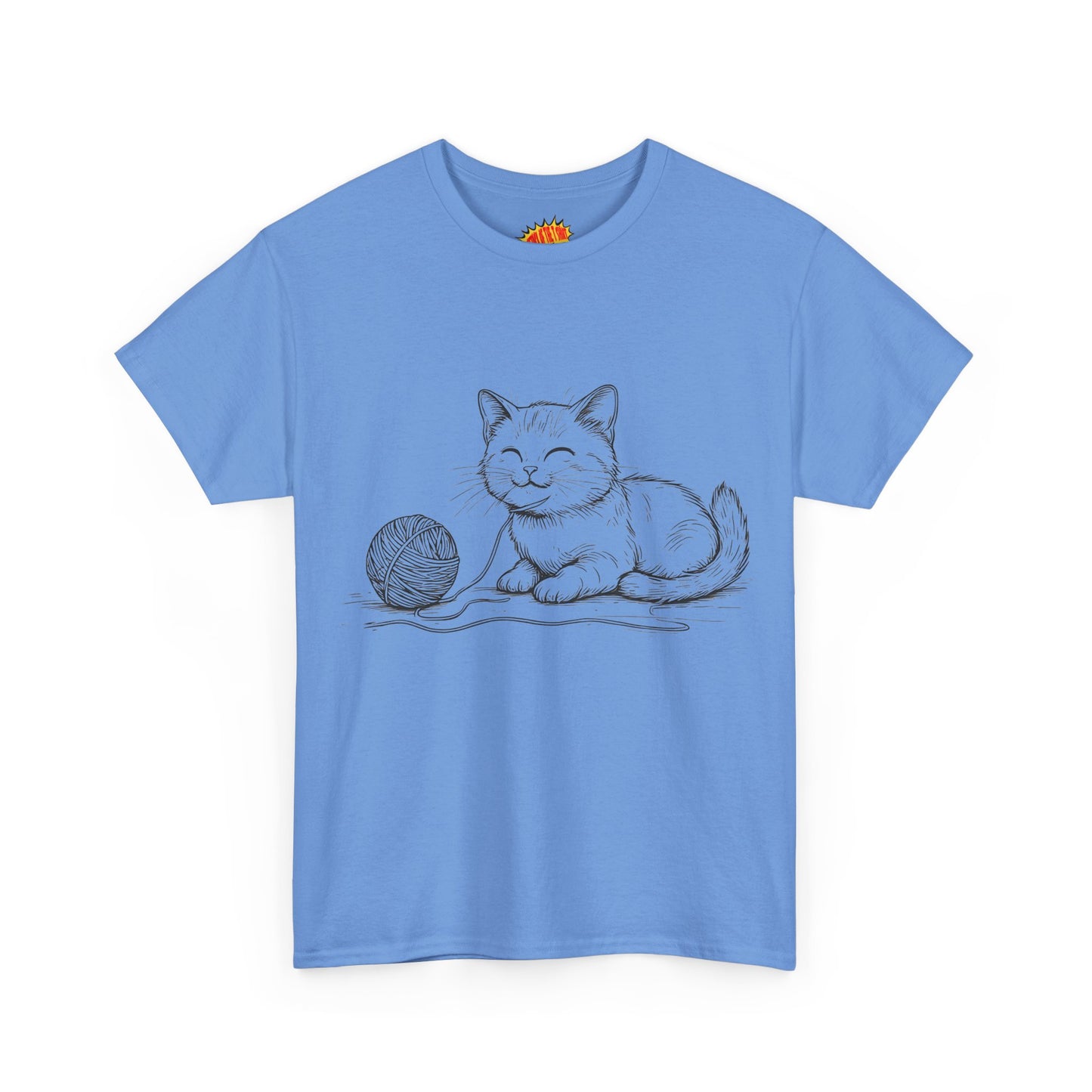 Cat w/Yarn Ball Line Drawing Tee Shirt *Multiple Colors*