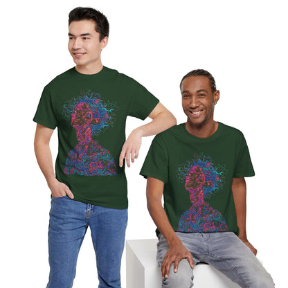 Line Drawing Multicolor Human Graphic Art Tee Shirt