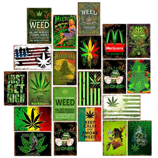 Vintage Weed Metal Signs Decor Garage Farm Painting Retro Wall Art Home Decor 1