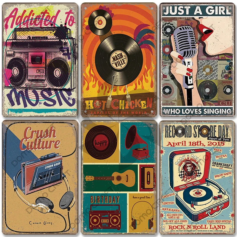 Retro Music Metal Signs Music Guitar Singer Vintage Metal Plate Wall Decor 3
