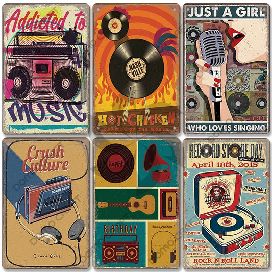 Retro Music Metal Signs Music Guitar Singer Vintage Metal Plate Wall Decor 3