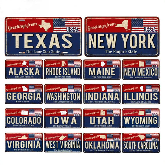 Vintage Metal State License Plate Signs Novelty Car Art Tags Home Bar Decor 3