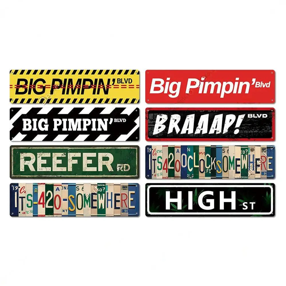 Retro Metal Signs Weed Stoner Decor Vintage Style Marijuana Smoker Wall Art 1