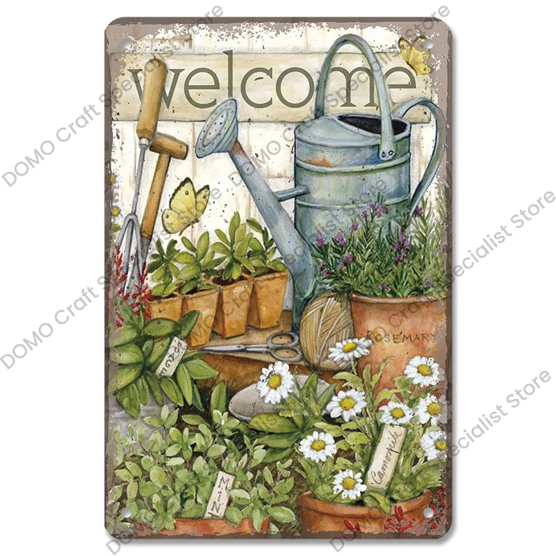 Vintage Metal Signs Flowers Birds Metal Wall Art Decor Home Garden Farm Beach 1