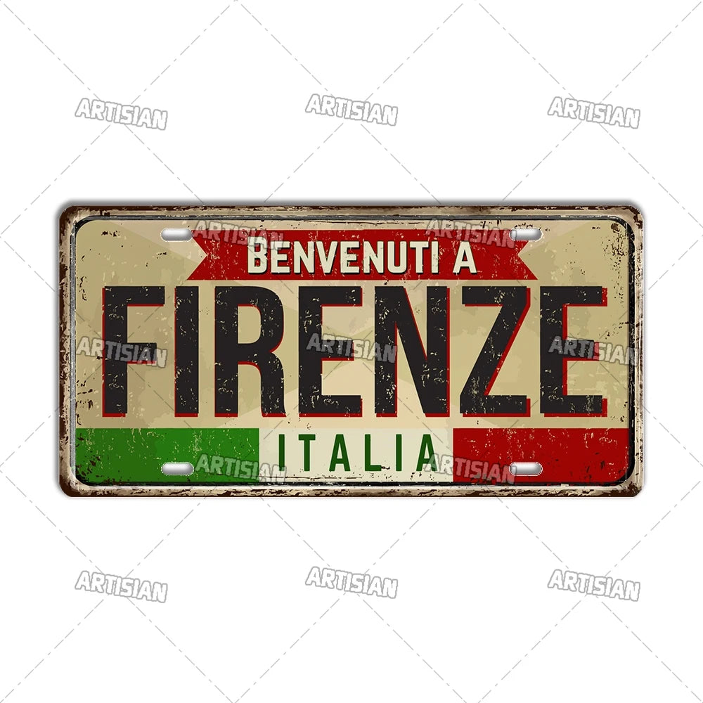 Italy Metal License Plates Signs Wall Art Decor Garage Bar Pub Home Decor 1