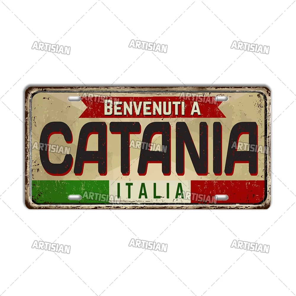 Italy Metal License Plates Signs Wall Art Decor Garage Bar Pub Home Decor 2