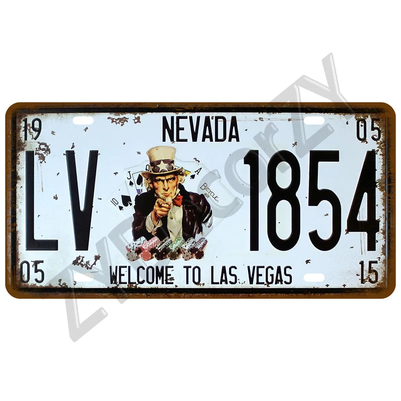Vintage Number USA Art American Plate Metal Sign Tin Sign Wall Art Decor Bar 3