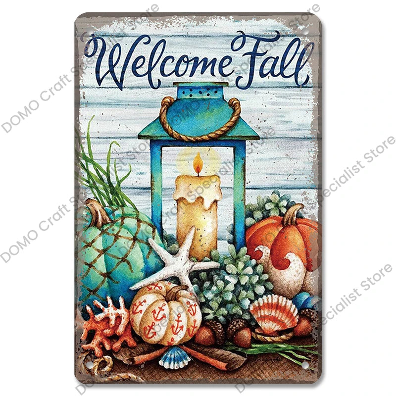 Vintage Metal Signs Flowers Birds Metal Wall Art Decor Home Garden Farm Beach 1