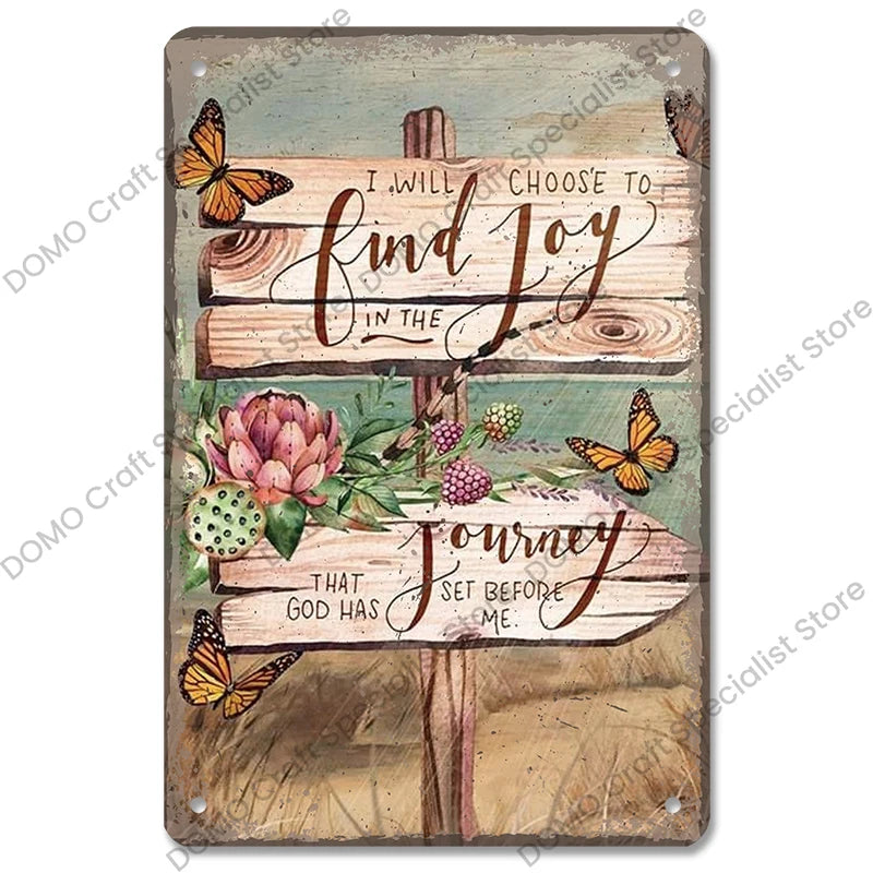 Vintage Metal Signs Flowers Birds Metal Wall Art Decor Home Garden Farm Beach 1