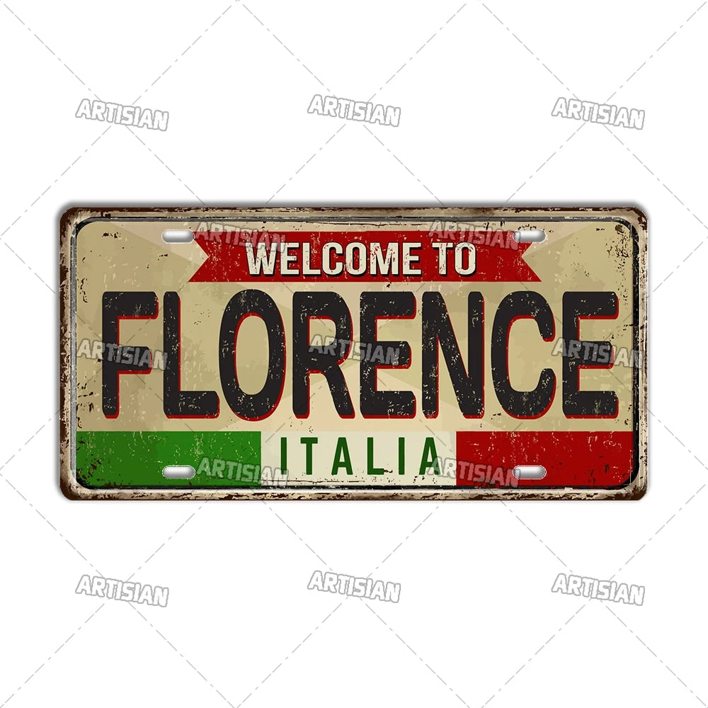 Italy Metal License Plates Signs Wall Art Decor Garage Bar Pub Home Decor 1