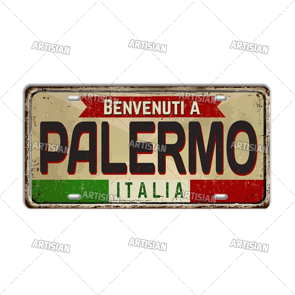Italy Metal License Plates Signs Wall Art Decor Garage Bar Pub Home Decor 1