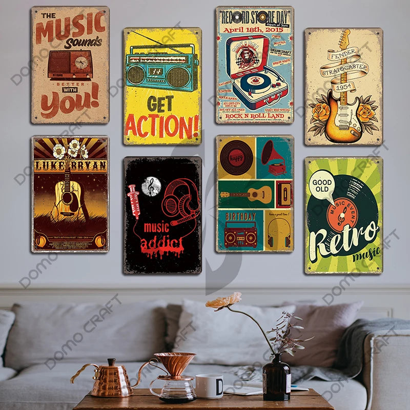 Retro Music Metal Signs Music Guitar Singer Vintage Metal Plate Wall Decor 3