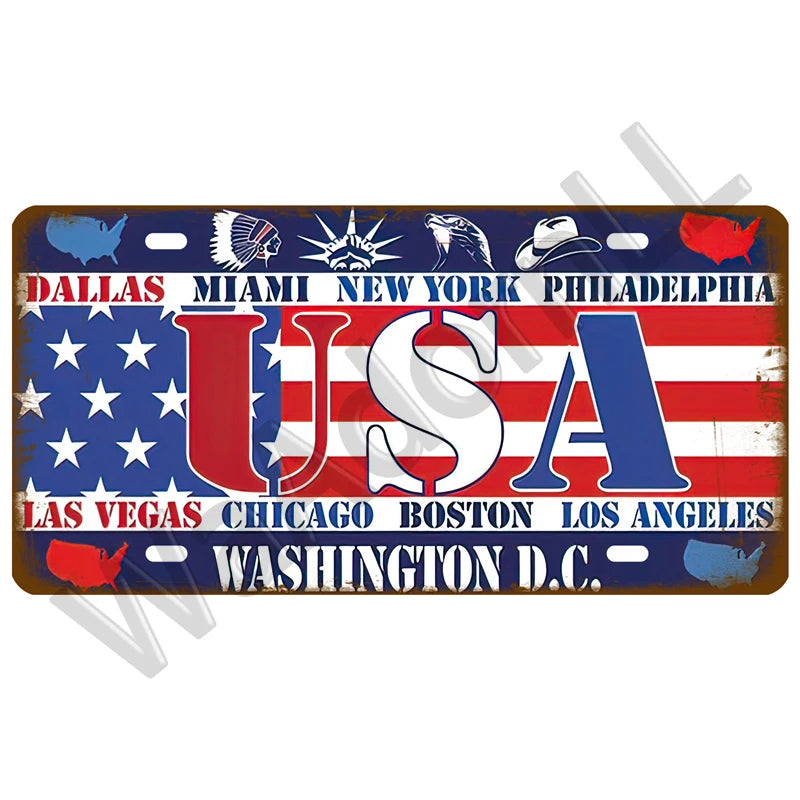 Vintage Metal Country Signs Flags Wall Art Home Decor Restaurant Bar Decor 2