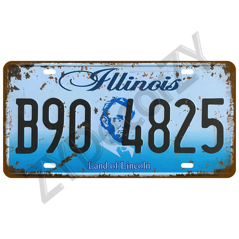 Vintage Number USA Art American Plate Metal Sign Tin Sign Wall Art Decor Bar 3