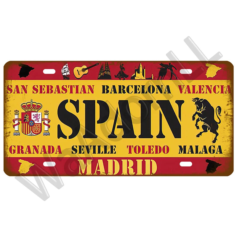 Vintage Metal Country Signs Flags Wall Art Home Decor Restaurant Bar Decor 2