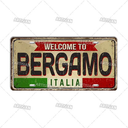Italy Metal License Plates Signs Wall Art Decor Garage Bar Pub Home Decor 1