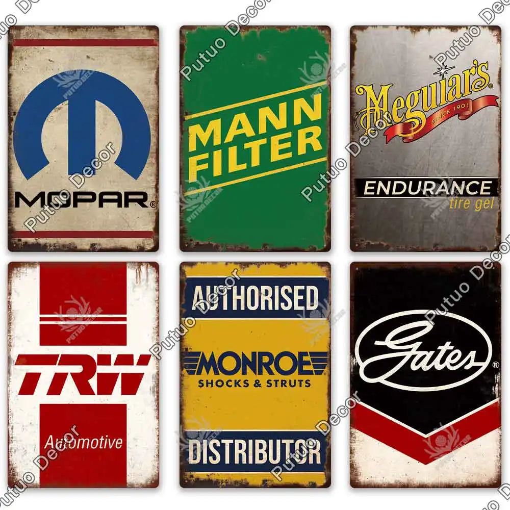Vintage Tin Sign Car Tire Metal Sign Decorative Garage Bar Man Cave Wall Art 2