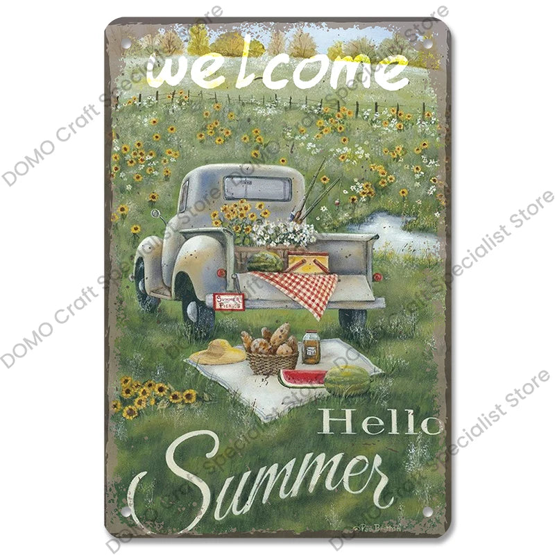 Vintage Metal Signs Flowers Birds Metal Wall Art Decor Home Garden Farm Beach 1