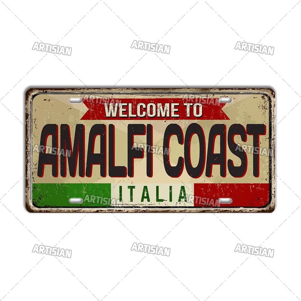 Italy Metal License Plates Signs Wall Art Decor Garage Bar Pub Home Decor 3